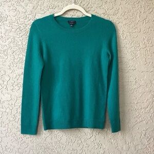 Talbots Pure Cashmere Sweater Top Size P Green Crew Neck Pullover